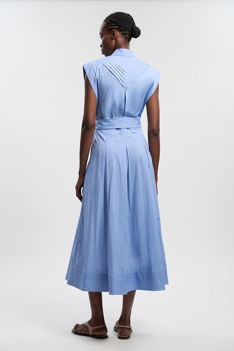 Cotton Tie Waist Midi Dress, Alternate, color, Blue