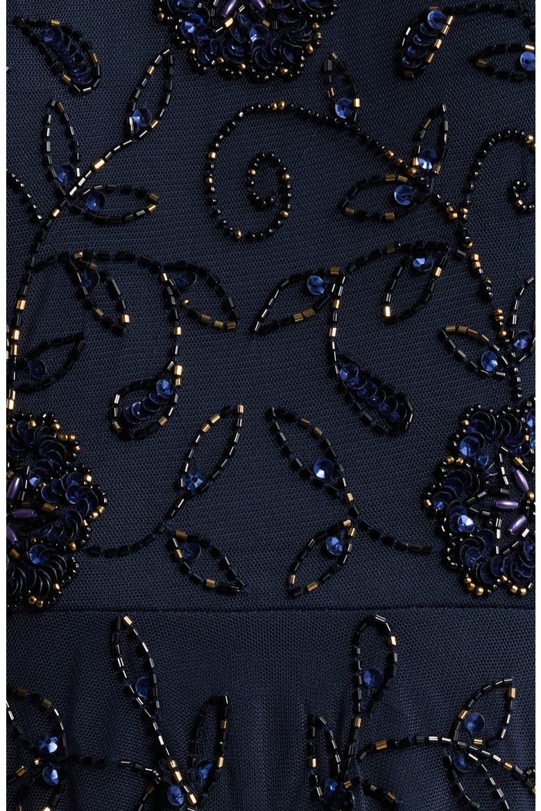 Beaded Mesh Gown with Jacket, Alternate, color, NAVY