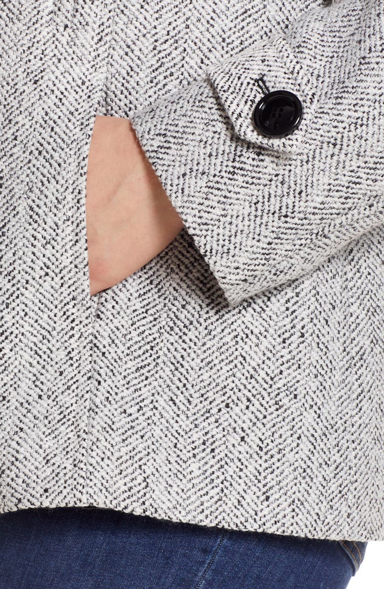 Gallery Double Breasted Peacoat, Alternate, color, Black/ White