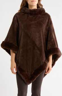 Faux Fur Trim Poncho