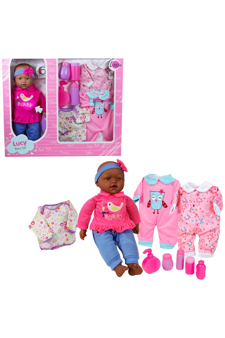 15 Inch Talking African American Baby Doll Set, Pink & Blue, I Love You Mummy, Alternate, color, Multicolored
