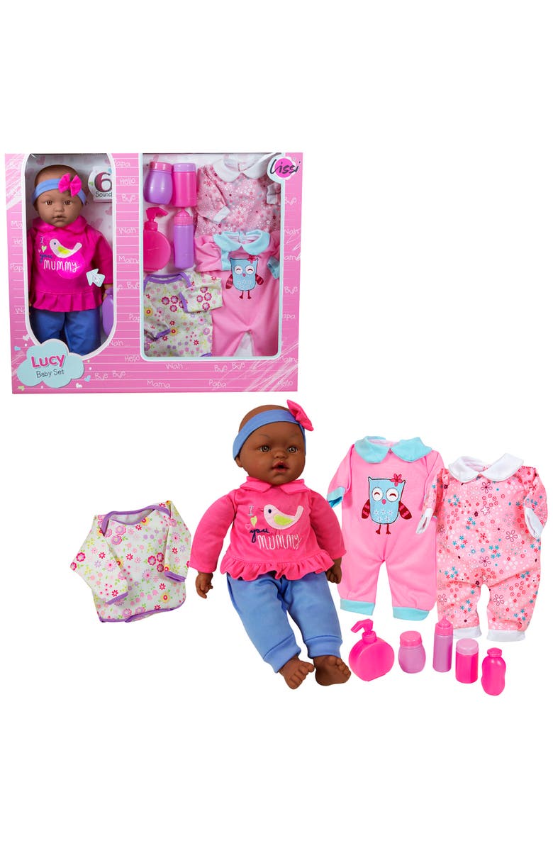 Lissi 15 Inch Talking African American Baby Doll Set, Pink & Blue, I Love You Mummy, Alternate, color, Multicolored