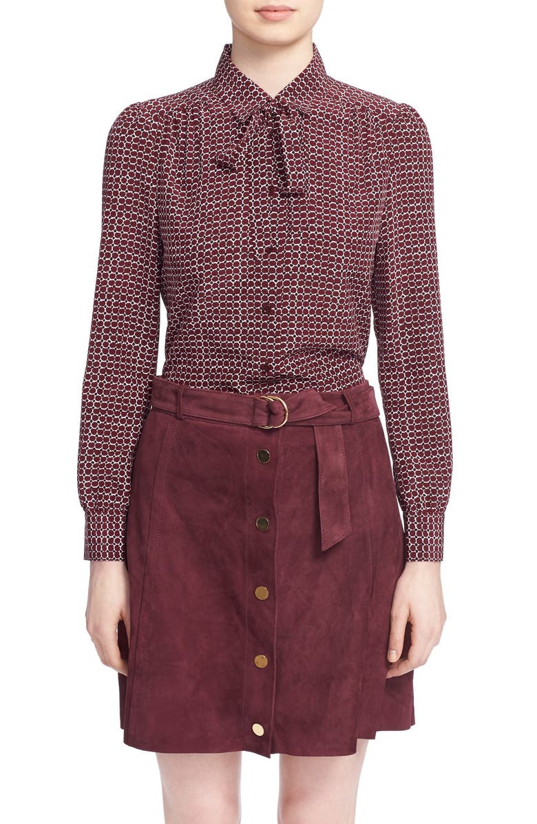 Kate Spade New York 'parker dot' print silk bow blouse, Main, color,