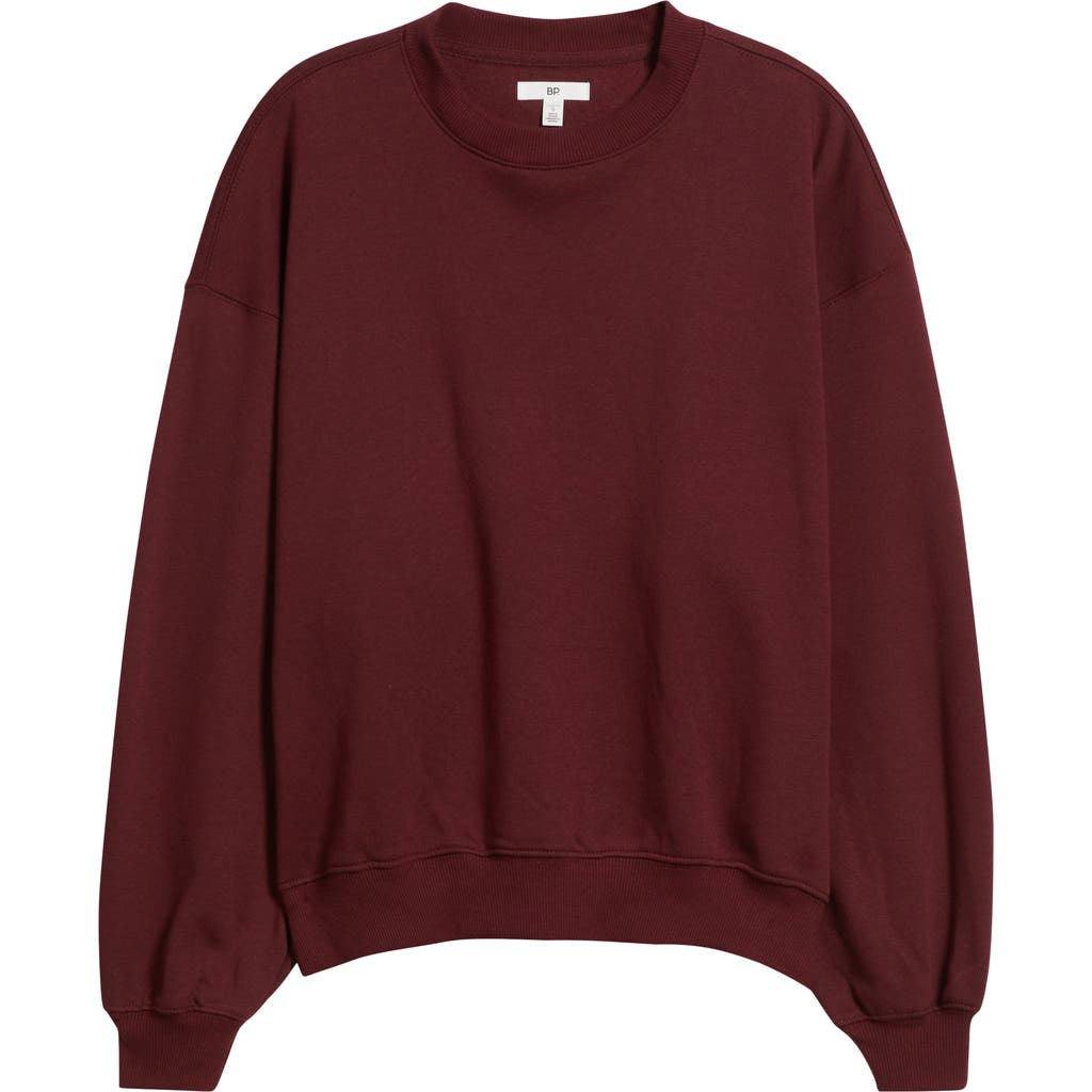 Bp. Relaxed Cotton Blend Sweatshirt In Burgundy