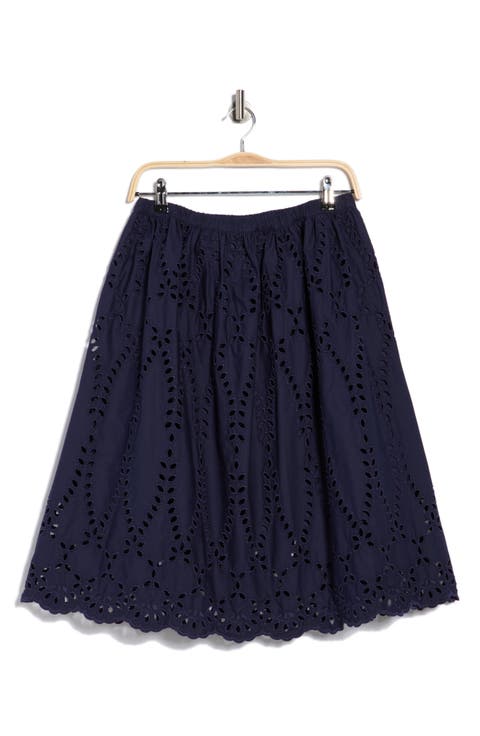 Gracie Cotton Eyelet Midi Skirt