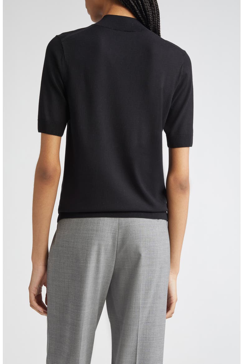 Mock Neck Short Sleeve Sweater, Alternate, color, BLACK