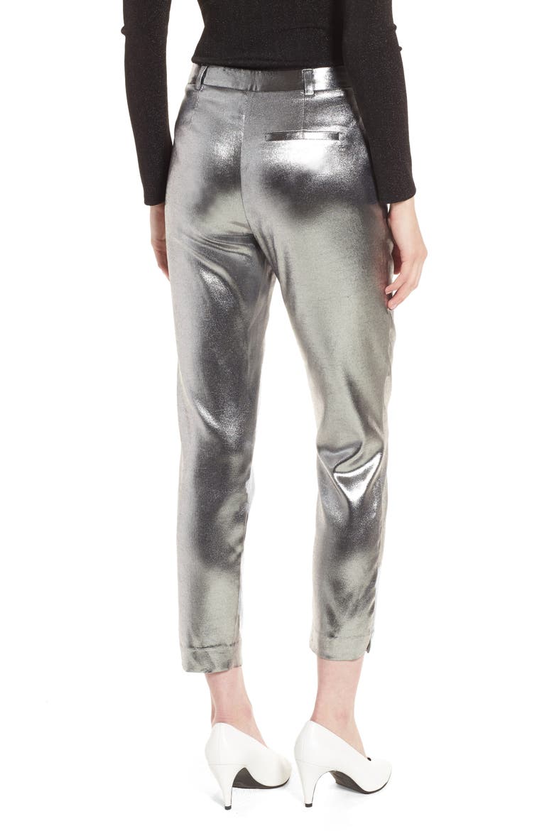 Metallic Suit Trousers, Alternate, color, SILVER