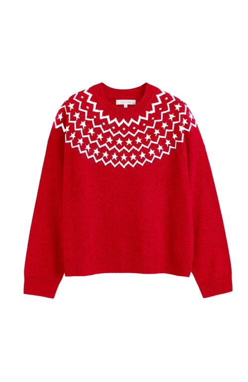 Chinti & Parker Wool Cashmere Star Yoke Sweater In Red