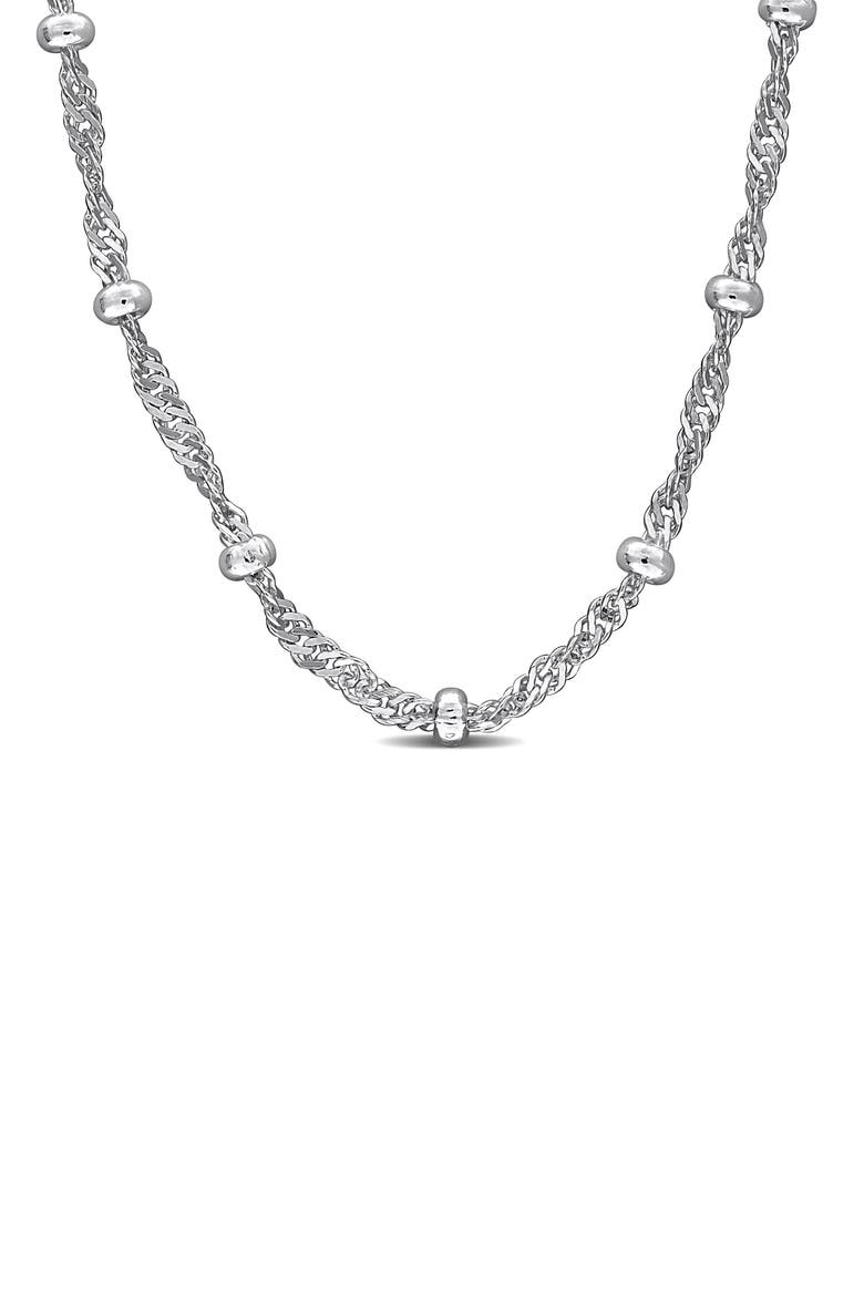 Saturno Bead Station Necklace, 2.8mm, Main, color, SILVER
