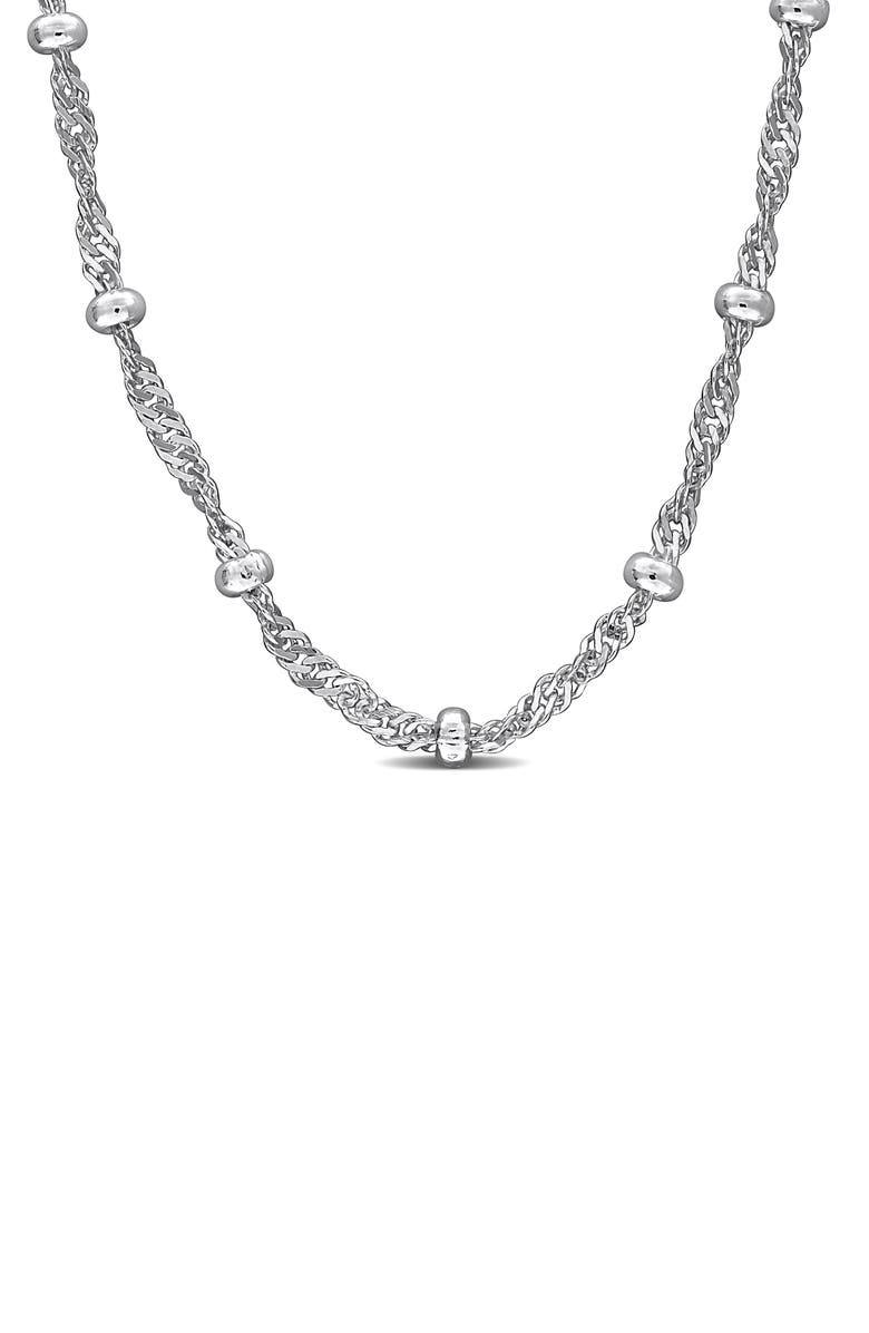 DELMAR Saturno Bead Station Necklace, 2.8mm, Main, color, Silver