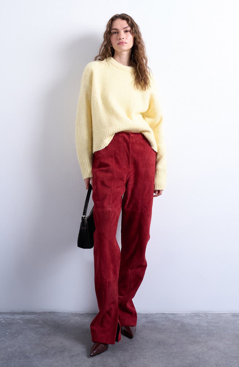Topshop Fluffy Crewneck Sweater, Alternate, color, Yellow