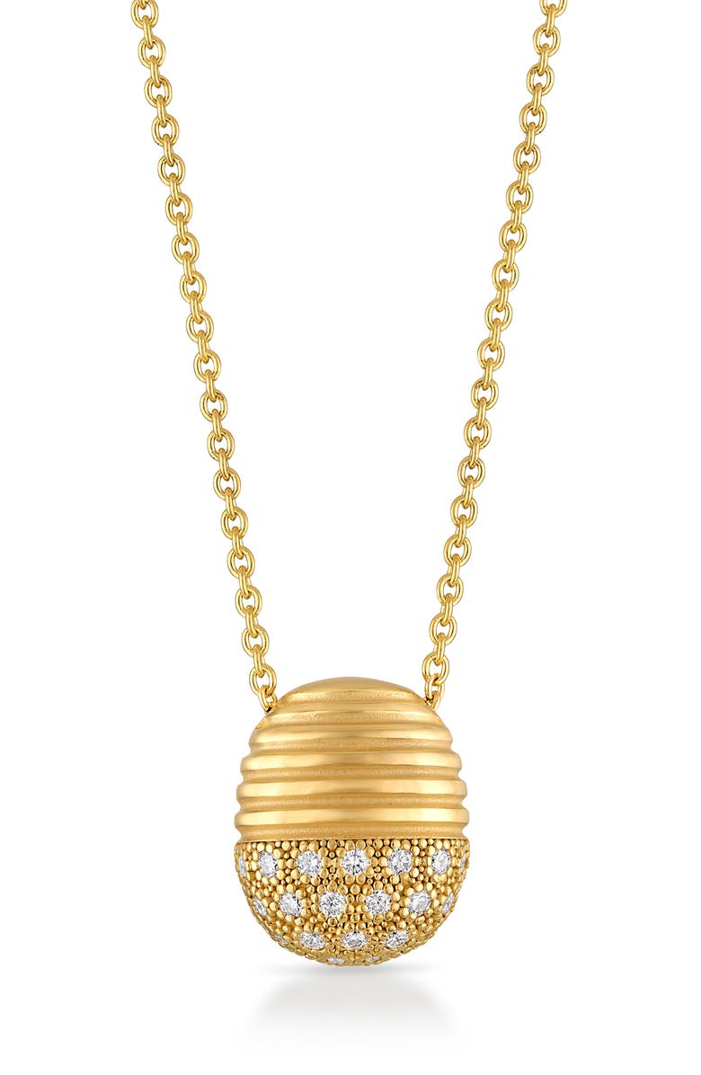 Pamela Zamore Isla Oval Diamond Pendant Necklace, Alternate, color, Yellow Gold