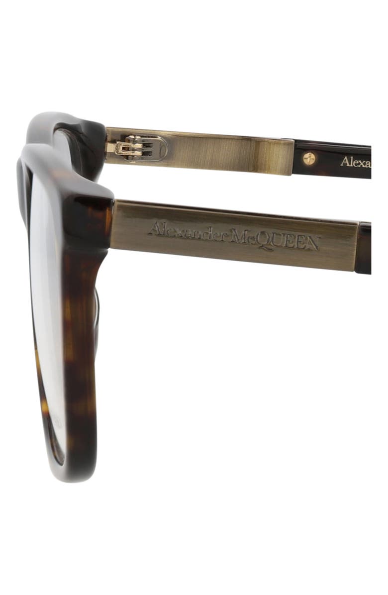 McQueen 56mm Square Optical Glasses, Alternate, color, Havana Gold Transparent