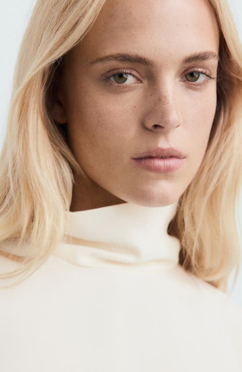 Mango Asymmetric High Neck Top In White