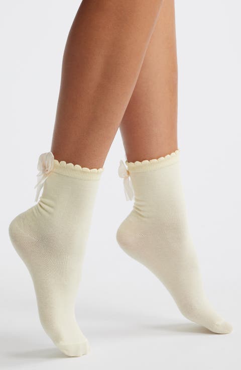 Lila Bow Quarter Socks