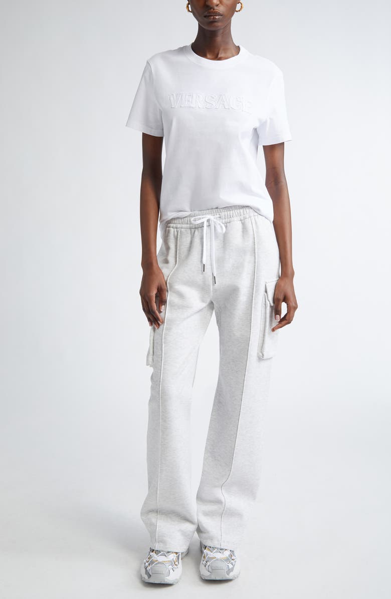 Versace Fringe Embroidered Slim Fit Logo T-Shirt, Alternate, color, 