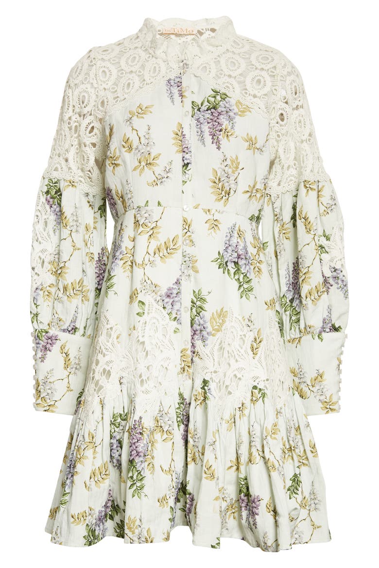 Linen Blend Long Sleeve Minidress, Alternate, color, WALLPAPER