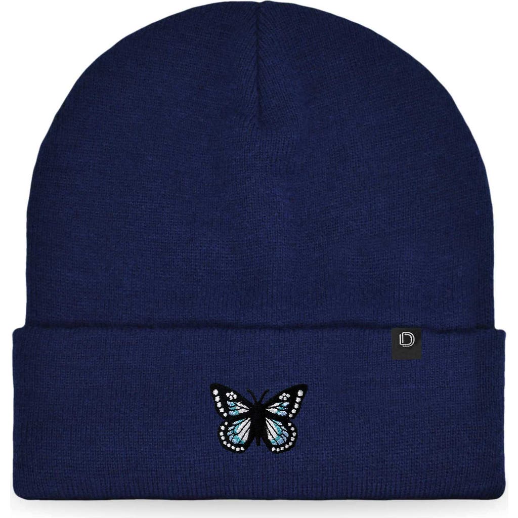 Dalix Butterfly Beanie In Navy Blue