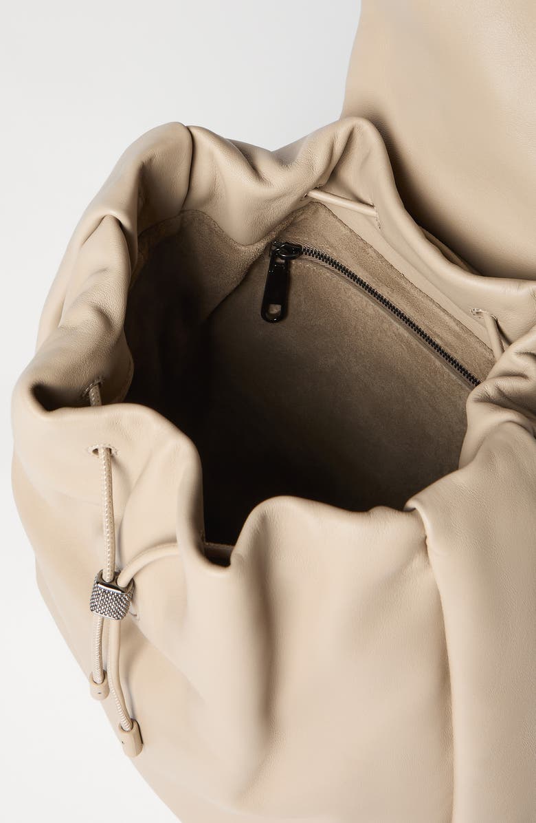 Brunello Cucinelli Soft leather Mellow city backpack, Alternate, color, Buff