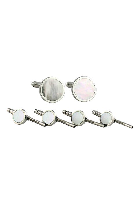 Mother-of-Pearl Cuff Link & Stud Set