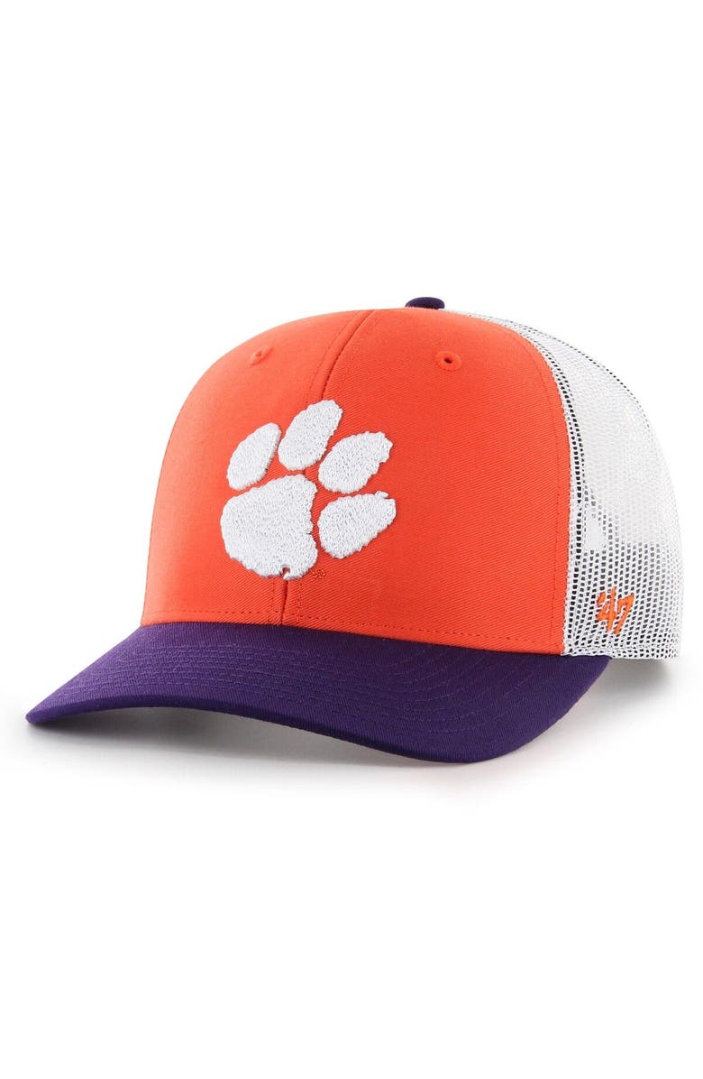 '47 Men's '47 Orange Clemson Tigers Side Note Trucker Adjustable Hat, Alternate, color, 