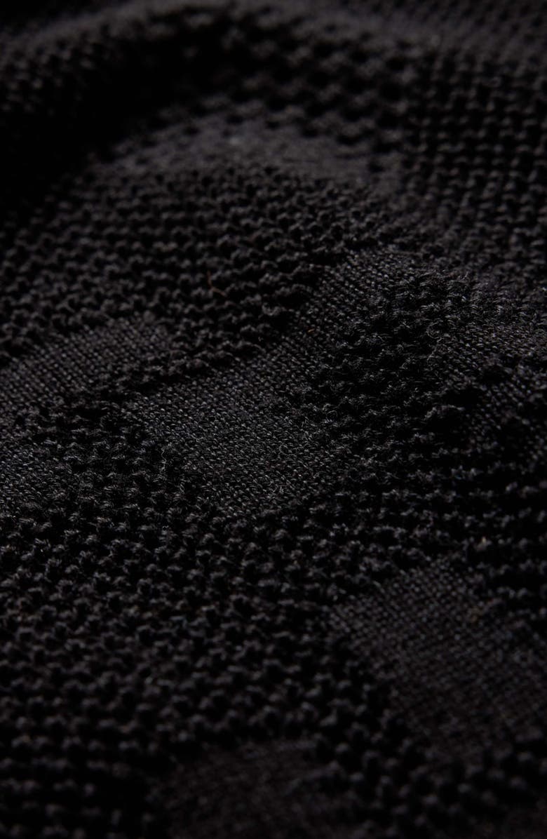 John Varvatos Corso Organic Cotton Diamond Crochet Polo, Alternate, color, Black