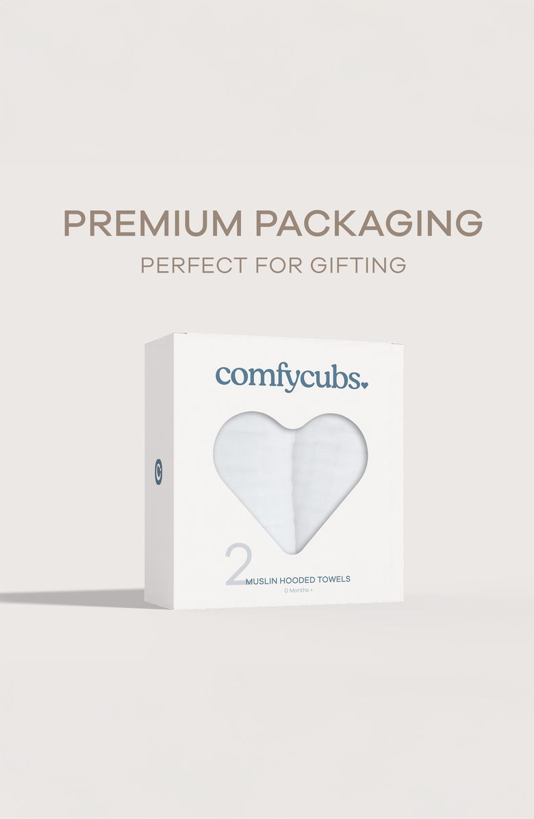 Comfy Cubs Hooded Baby Towels - 6 Layers, Pack of 2, Alternate, color, White