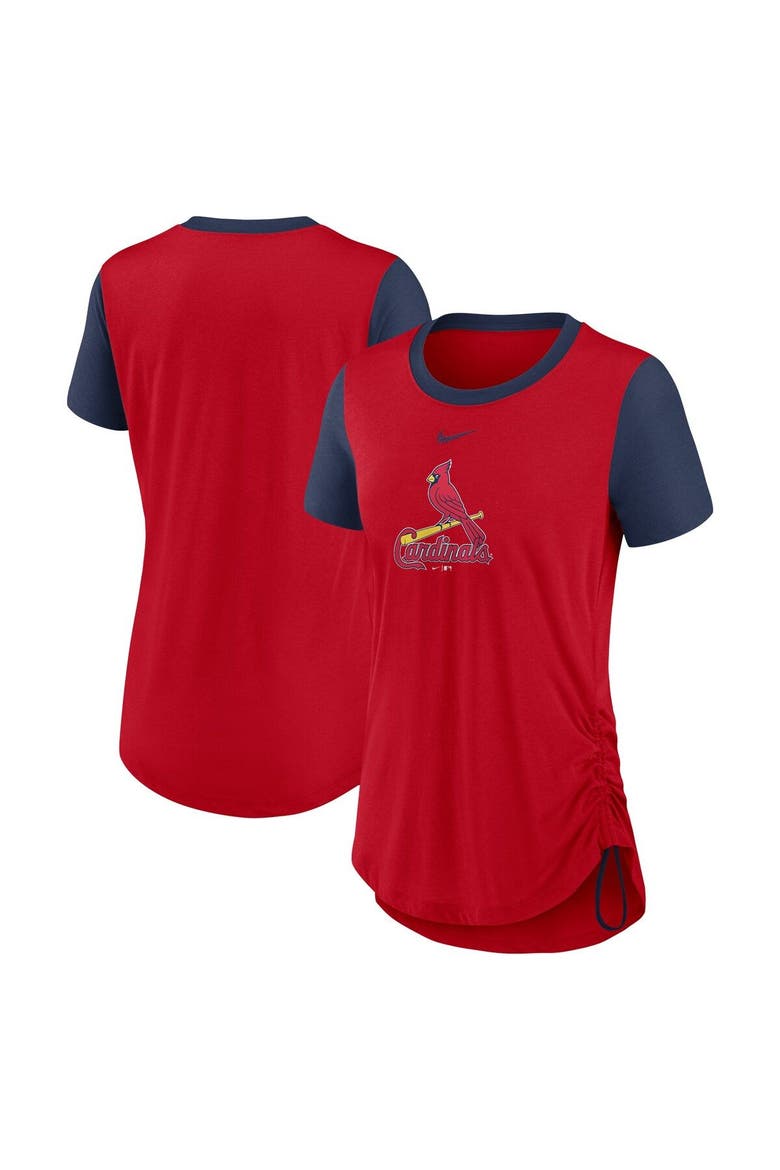 Women's Nike Red St. Louis Cardinals Hipster Swoosh Cinched Tri-Blend Performance Fashion T-Shirt, Main, color, Red