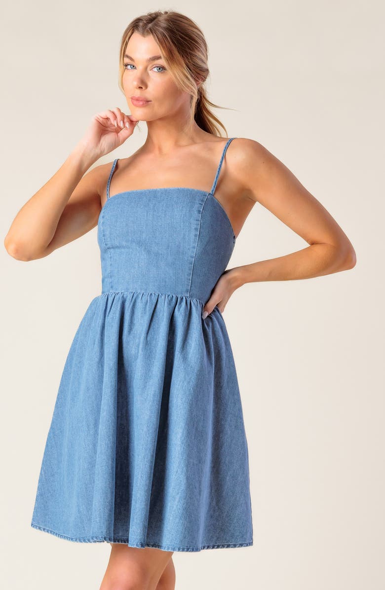 FLYING TOMATO Cutout Chambray Minidress, Alternate, color,