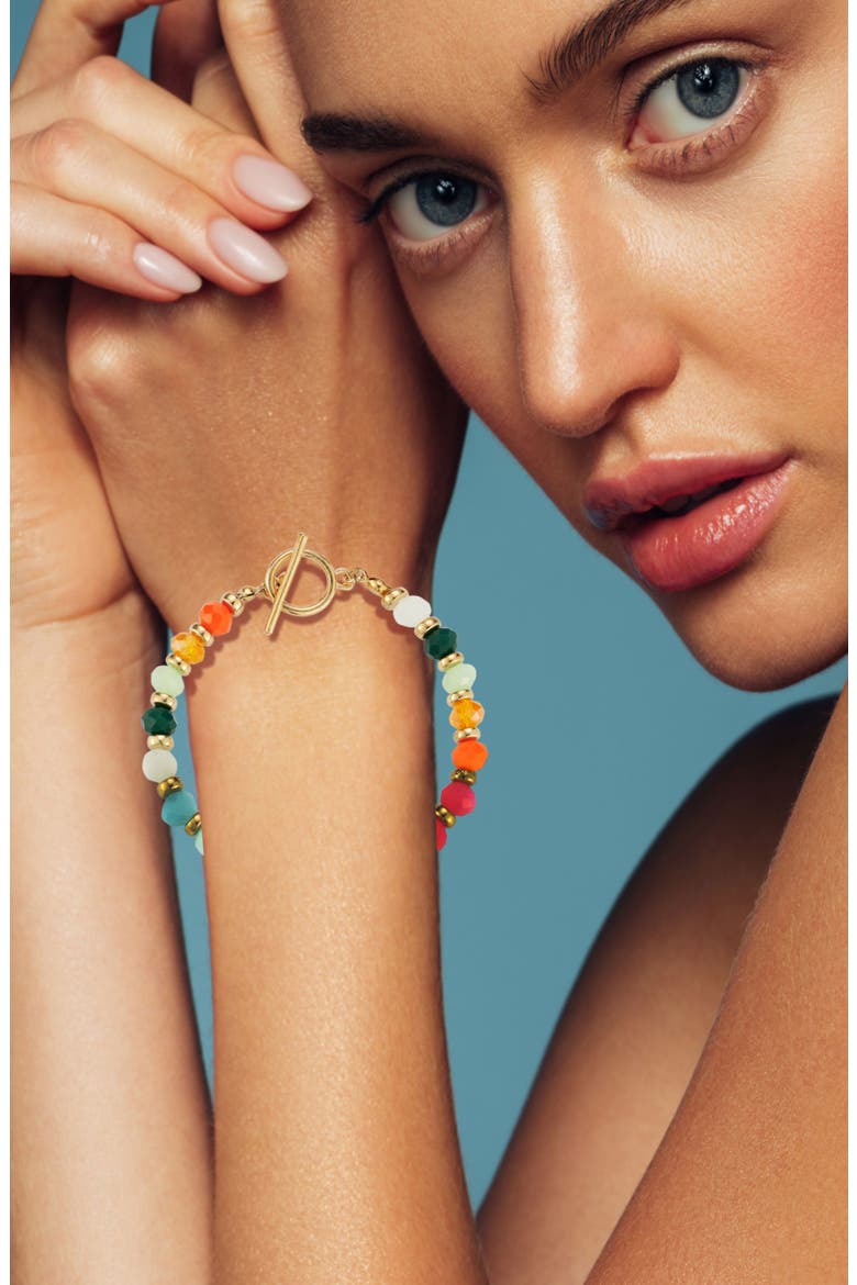 Multicolor Beaded Toggle Bracelet, Alternate, color, GOLD