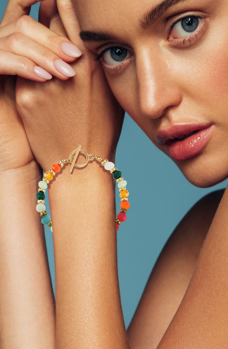 SPHERA MILANO Multicolor Beaded Toggle Bracelet, Alternate, color, Gold