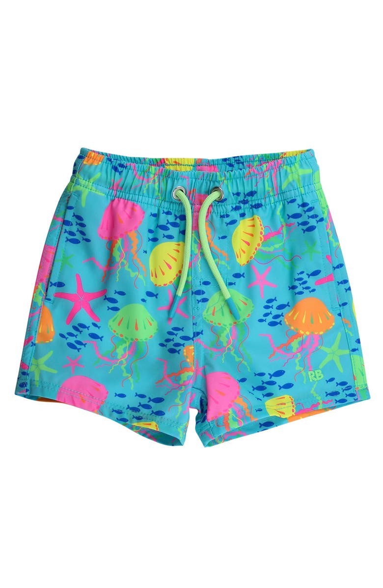 RuggedButts UPF50+ Sun Protected Stretch Swim Trunks, Main, color, Neon Jelly Time