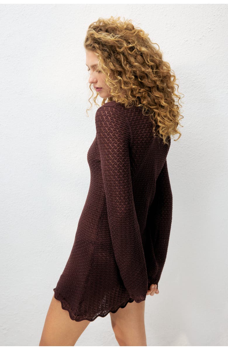H&M Pointelle-knit Beach Dress, Alternate, color, Dark Brown