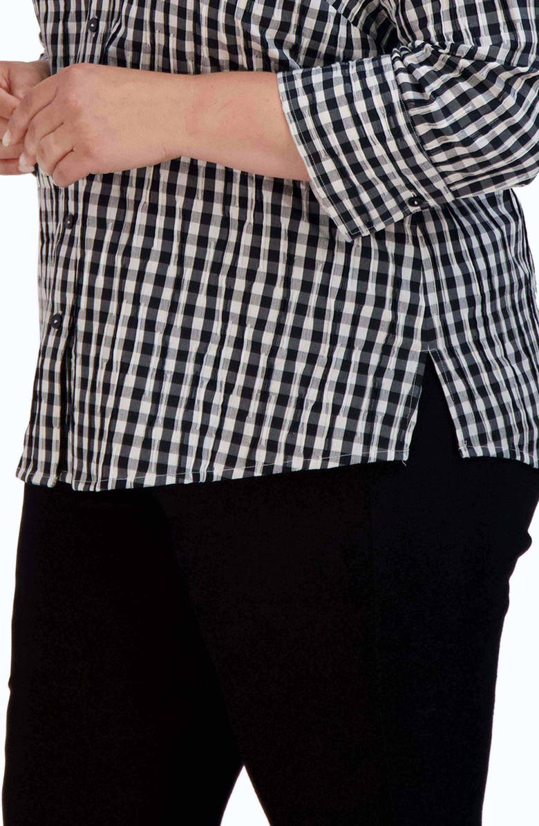 Foxcroft Mary Crinkled Gingham Cotton Blend Shirt, Alternate, color,