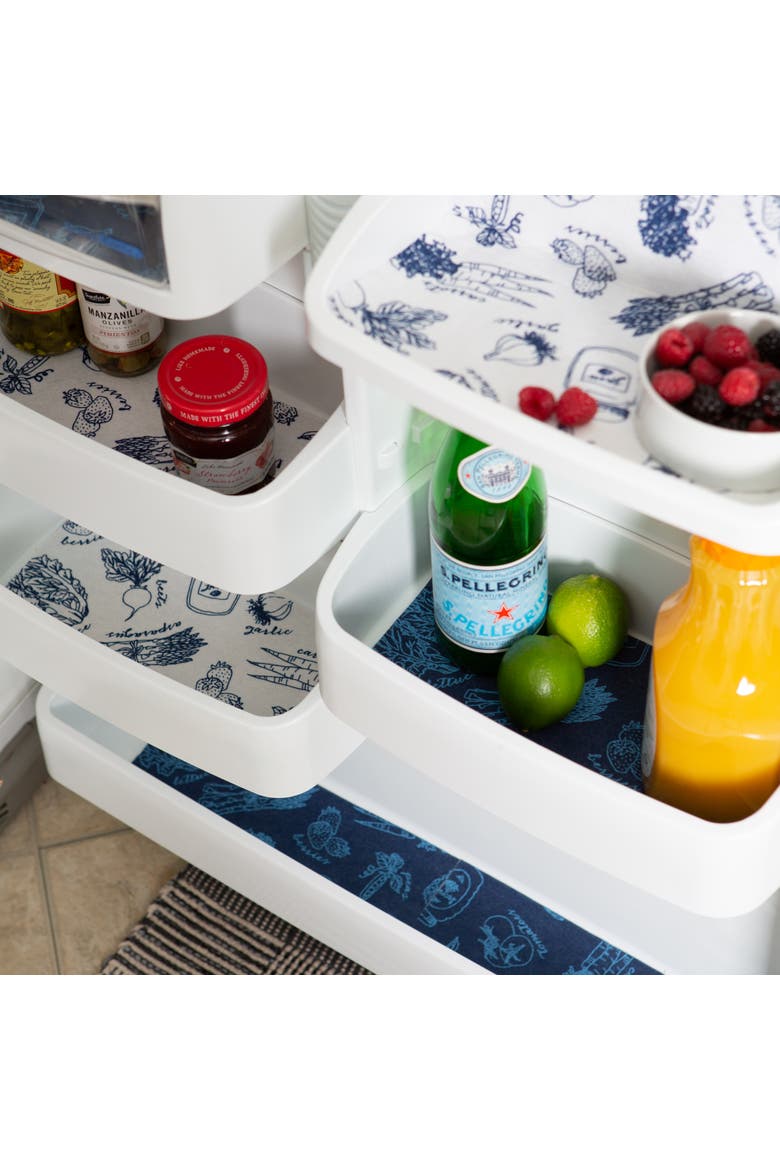 Reusable Market Print Fridge Liner Set/6, Alternate, color, Nautical Blue