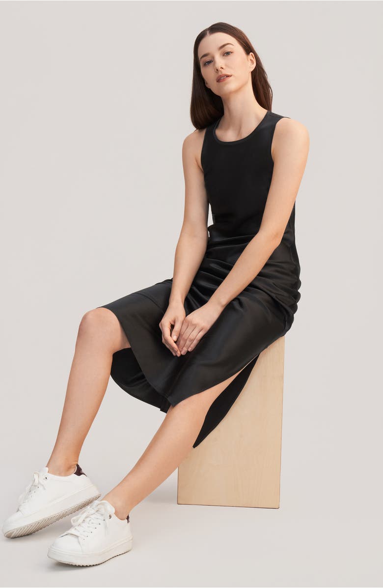 Lilysilk Slouchy Chic Bias Silk Dress, Alternate, color, Black