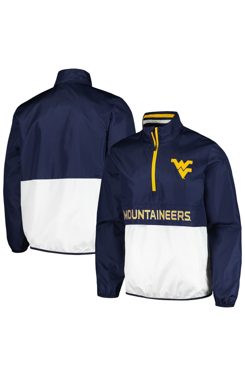 G-III SPORTS BY CARL BANKS Men's G-III Sports by Carl Banks Navy West Virginia Mountaineers Cornerman Half-Zip Top, Main, color, Navy