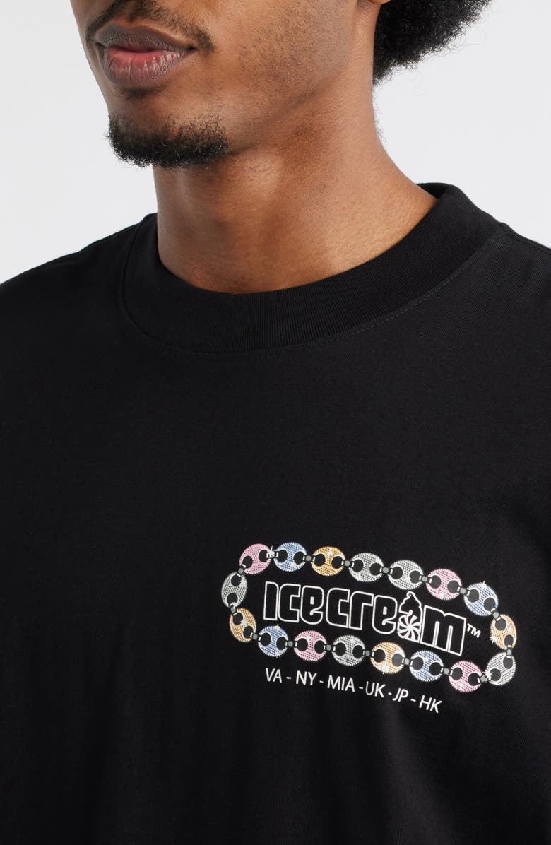 ICECREAM Jupiter Layered Long Sleeve Cotton Graphic T-Shirt, Alternate, color, Black