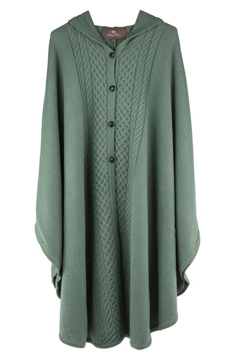 Hooded Button Front Cape