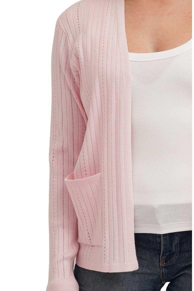 Pointelle Cardigan, Alternate, color, BABY STRAWBERRY