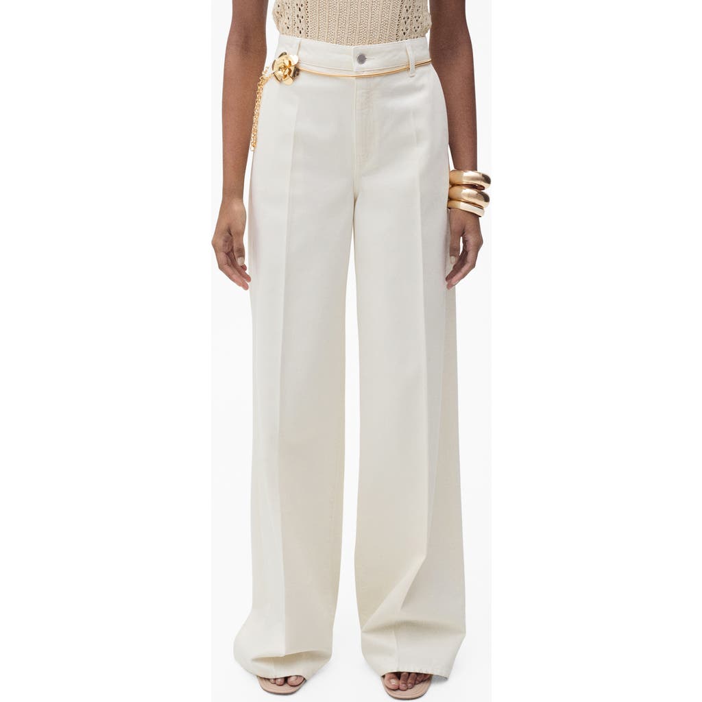 Mango High Waist Wide Leg Jeans In Ecru
