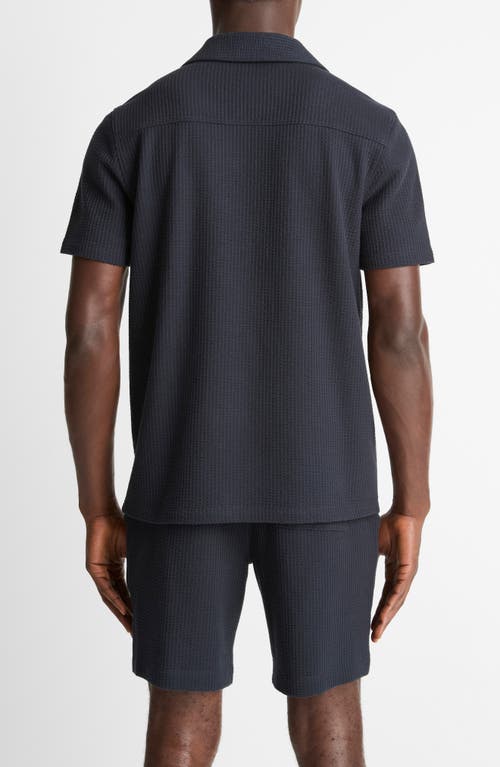 Vince Stretch Cotton Seersucker Johnny Collar Polo In Blue