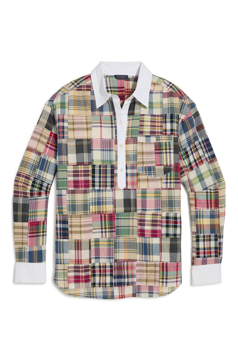 Birdie Patchwork Plaid Cotton Shirt, Alternate, color, MULTI PATCHWORK