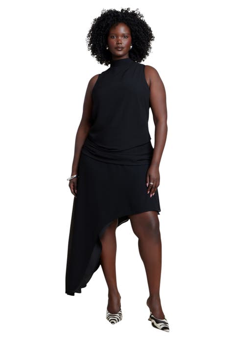 Asym Drape High-Low Dress