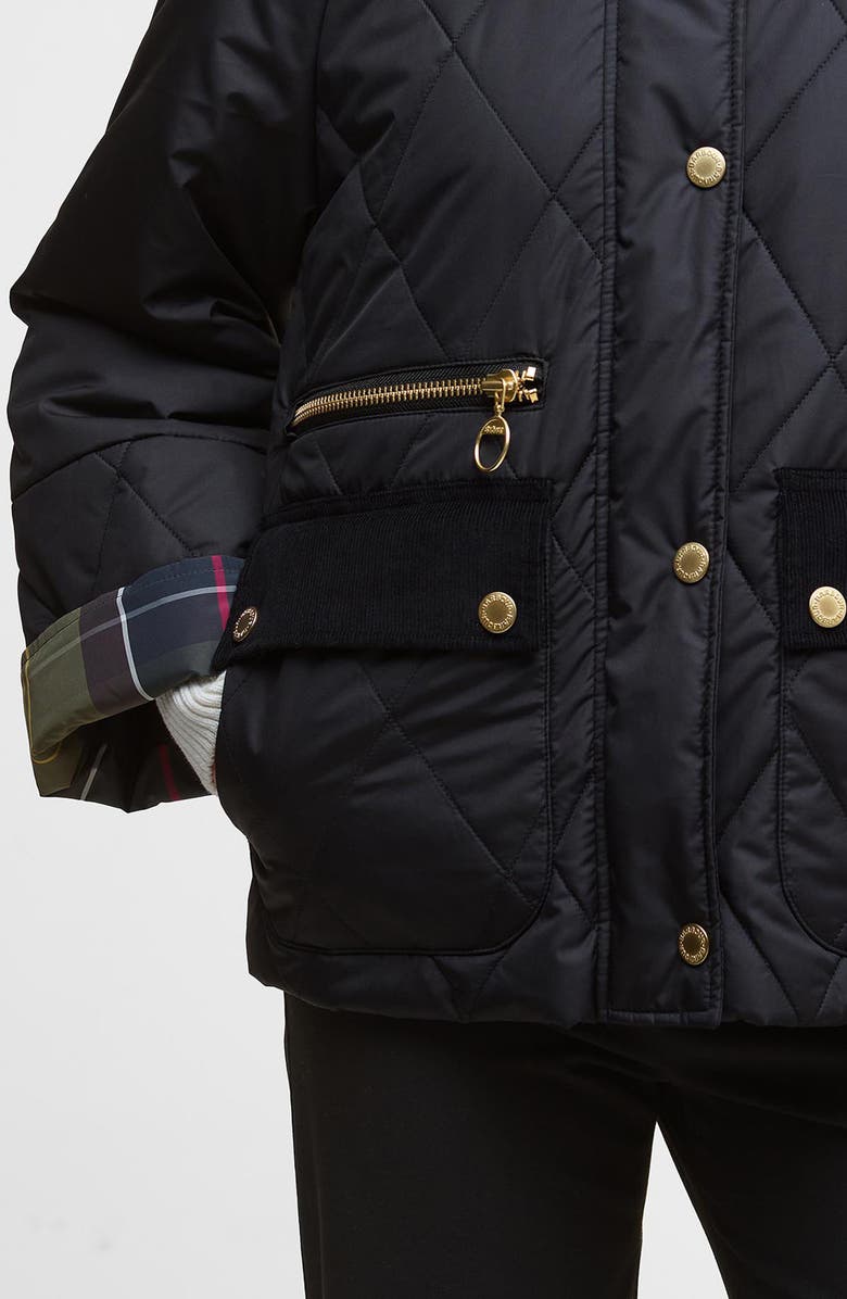 Barbour Martha Diamond Quilted Jacket, Alternate, color, Black/ Classic Tartan