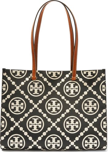 T Monogram Embossed Leather Tote