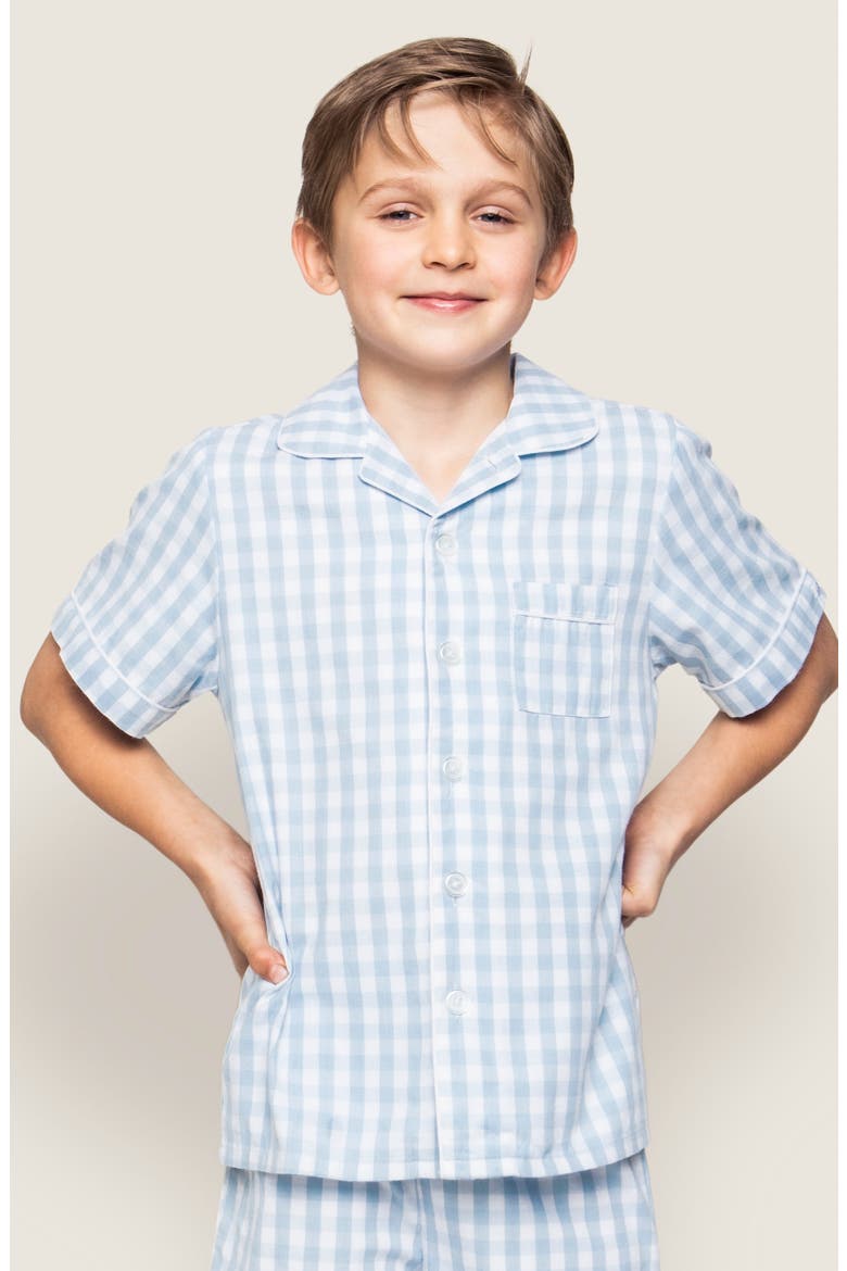 Kids' Gingham Pajama Short Set, Alternate, color, BLUE