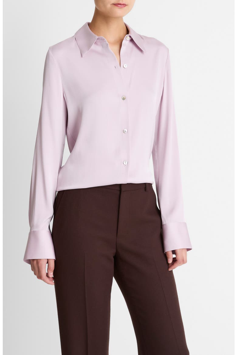 Slim Fit Silk Blend Button-Up Shirt, Alternate, color, IRIS QUARTZ