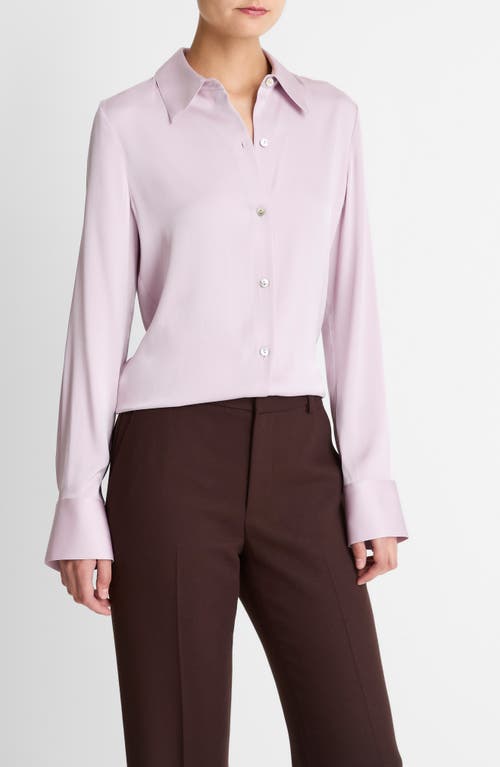 Vince Slim Fit Silk Blend Button-up Shirt In Pink