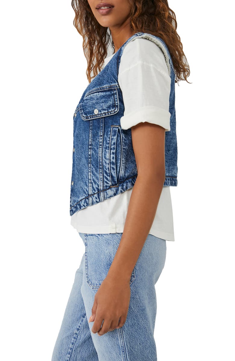 Free People Florence Ranch Crop Denim Vest, Alternate, color, 